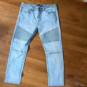 Mens Slim Tapered Blue Jeans